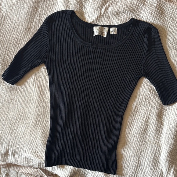 Vintage Ribbed Knit Tee 100% Silk - Picture 2 of 5